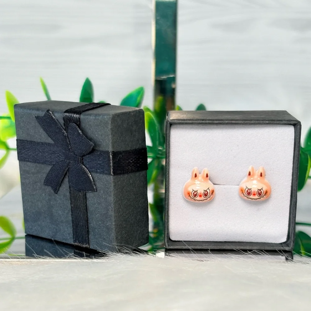 Cute Light Pink Monster Character Stud‎ Earrings